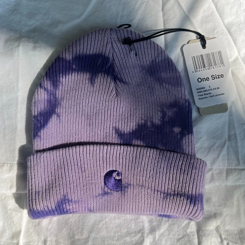 CARHARTT WIP VISTA TIE DYE BEANIE Razzmic & Soft Lavender